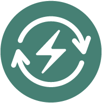 Two arrow encircling a lighting bolt